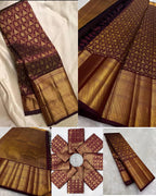 Lichi Silk Saree with Gold Zari & Jacquard Weaving