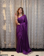 Golden Crepe Satin Silk Saree with Jhalar Border