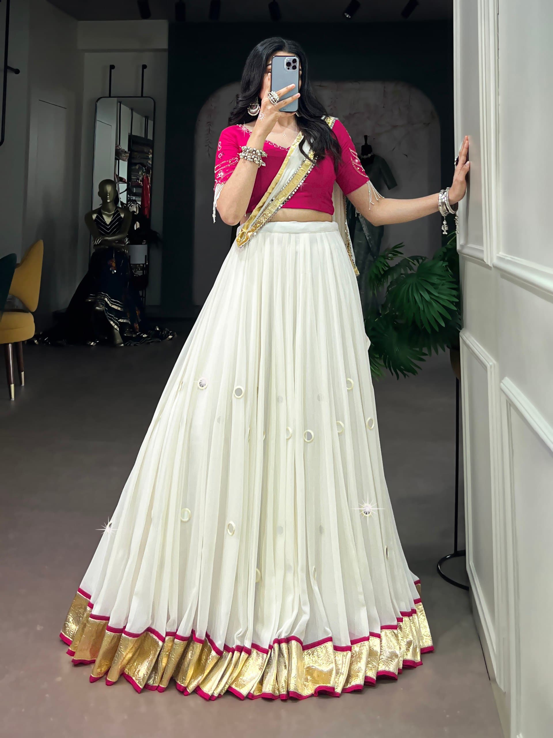 Navratri Mirror Work Lehenga Choli Set with Dupatta