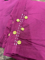 Cotton Flared Kurta Pant Set with Hand Embroidery