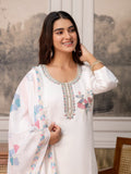 Embroidered Roman Silk Kurta Pant Set with Printed Dupatta
