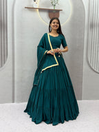 Handmade Mirror Work Rion Cotton Lehenga Choli Set