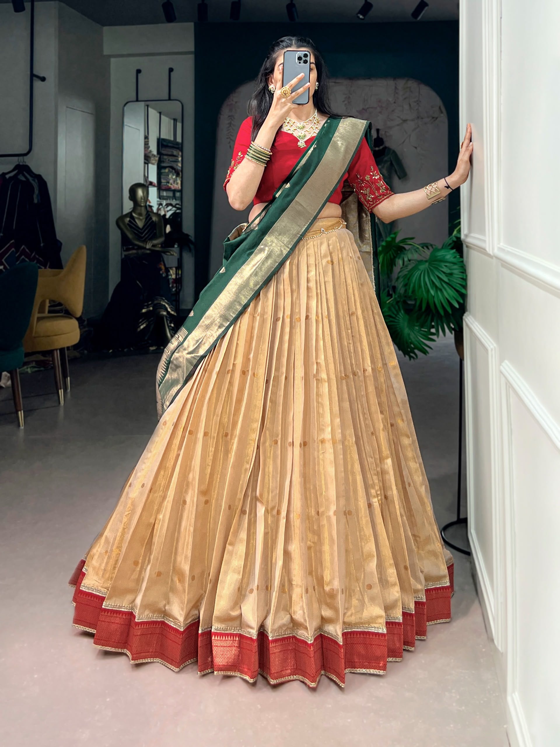 Designer Zari Weaving Lehenga with Jacquard Dupatta