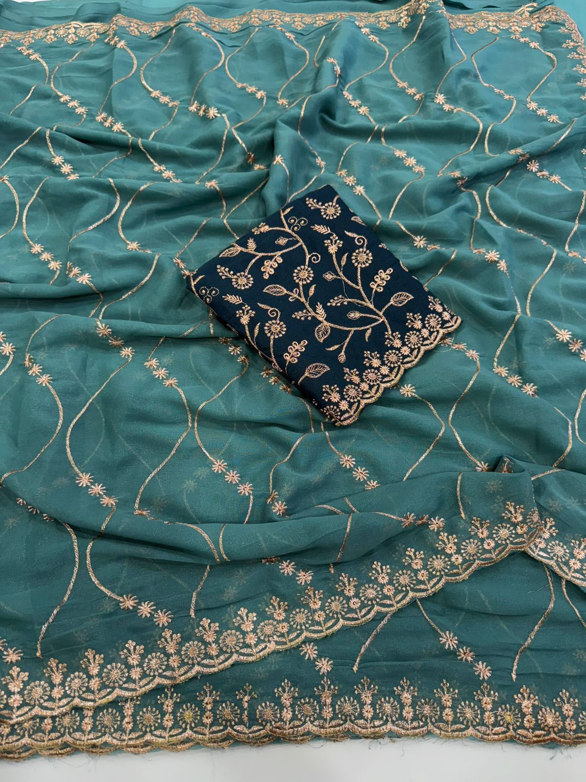 Embroidered Star Georgette Saree