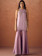 Crunchy Silk Embroidered Kurti Palazzo Dupatta Set