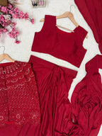 Chinon Silk Ready-to-Wear Saree with Embroidered Jacket & Blouse