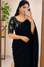 Rangoli Crush Silk Saree with Embroidered Blouse