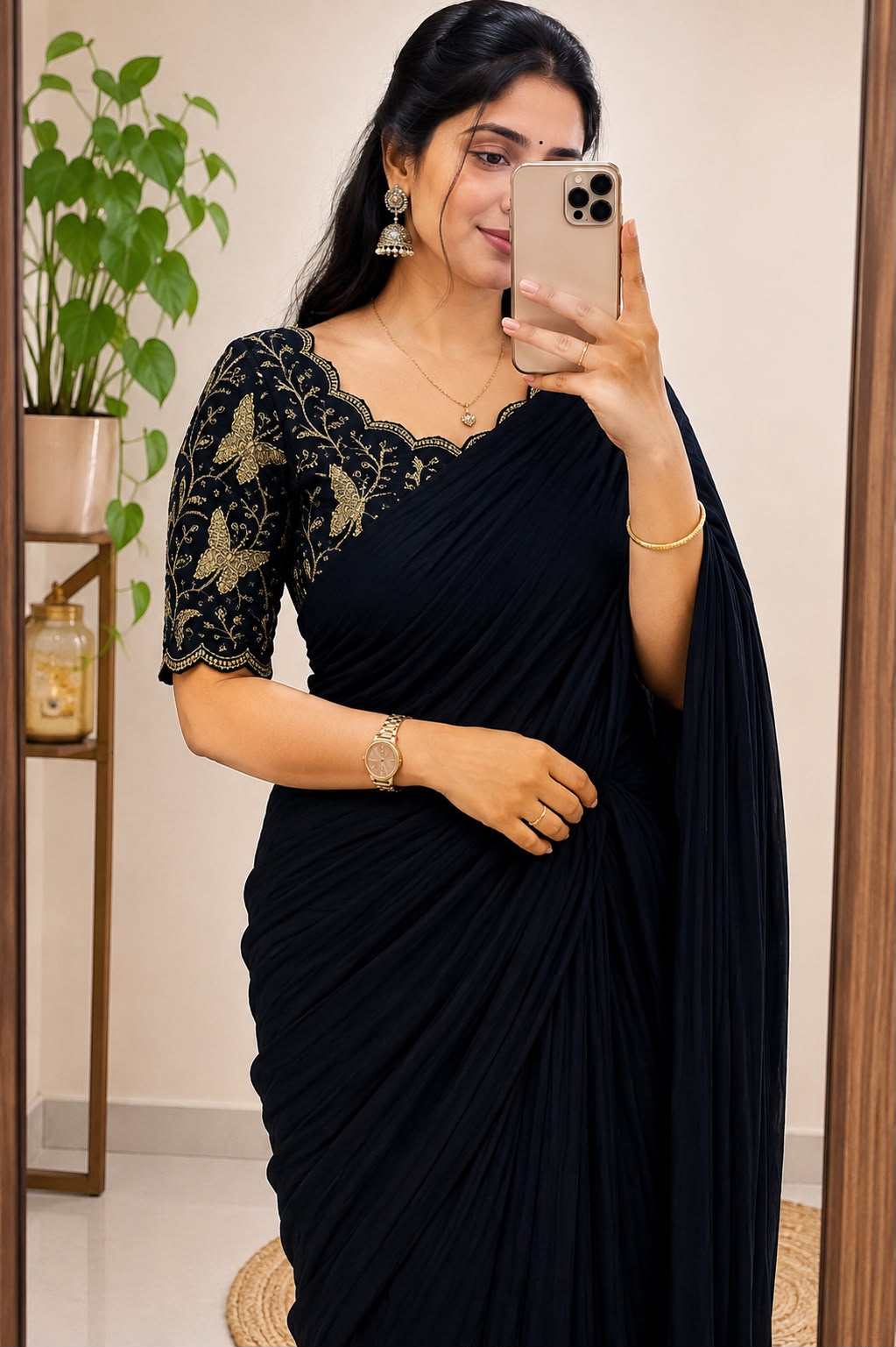 Rangoli Crush Silk Saree with Embroidered Blouse