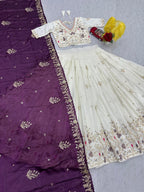 Embroidered Chinon Lehenga Choli with Dupatta
