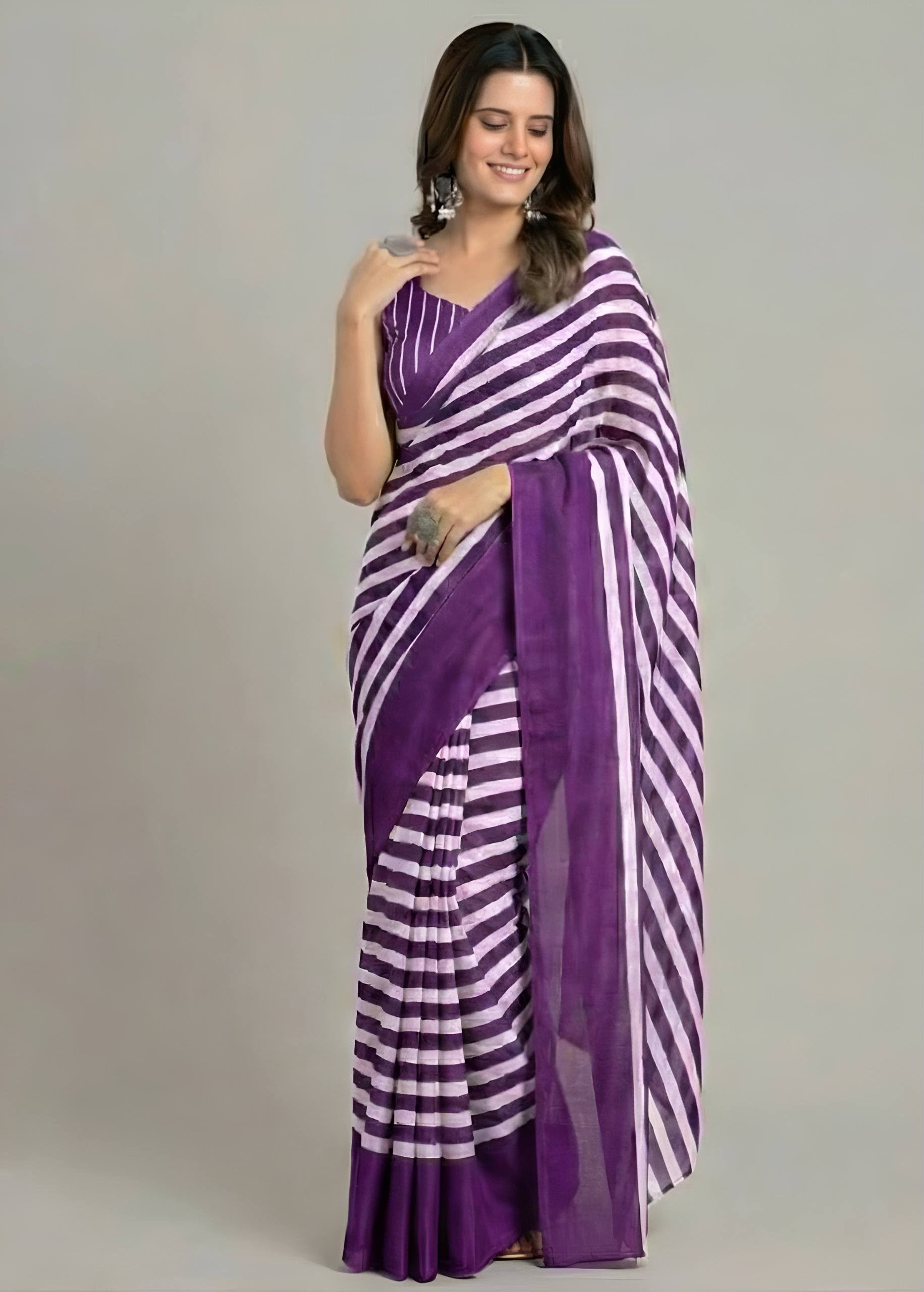 Digital Print Chinon Silk Saree with Blouse