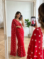 Designer Scallop Border Saree with Embroidered Blouse