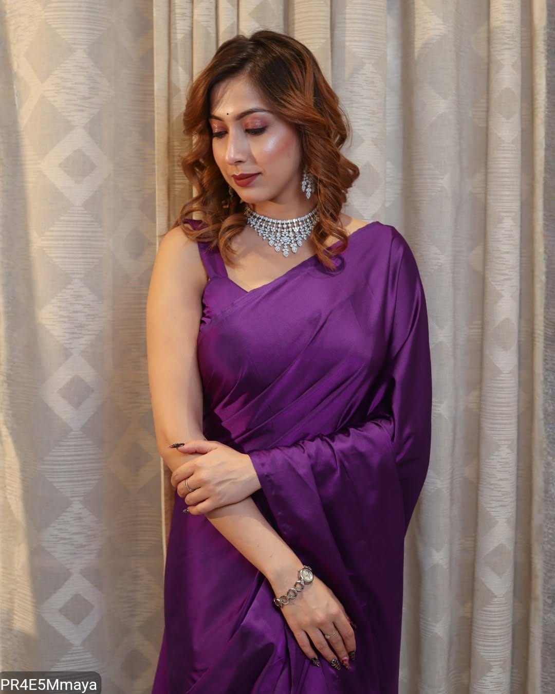 Golden Crepe Satin Silk Saree with Jhalar Border