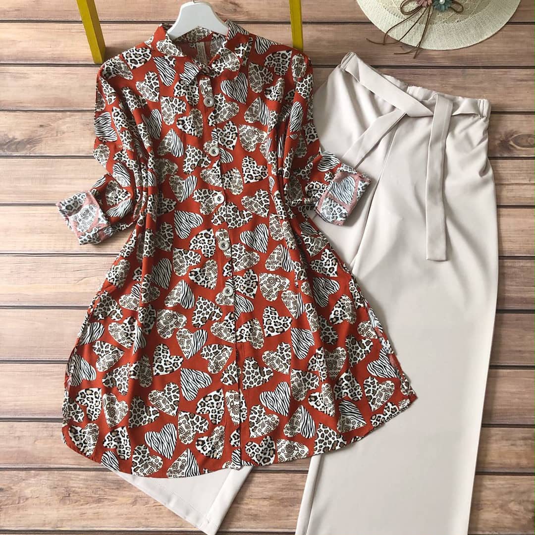Digital Print Rayon Kurthi with Lycra Palazzo Set