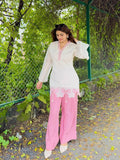 Pure Roman Silk Embroidered Top & Palazzo Set