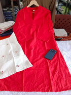 Embroidered Pure Cotton Kurti Palazzo Set for Women