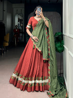 Zari Weaving Lehenga with Dupatta & 7 Meter Flair
