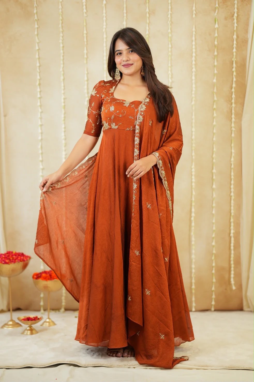 Beaded Rangoli Crush Anarkali Set