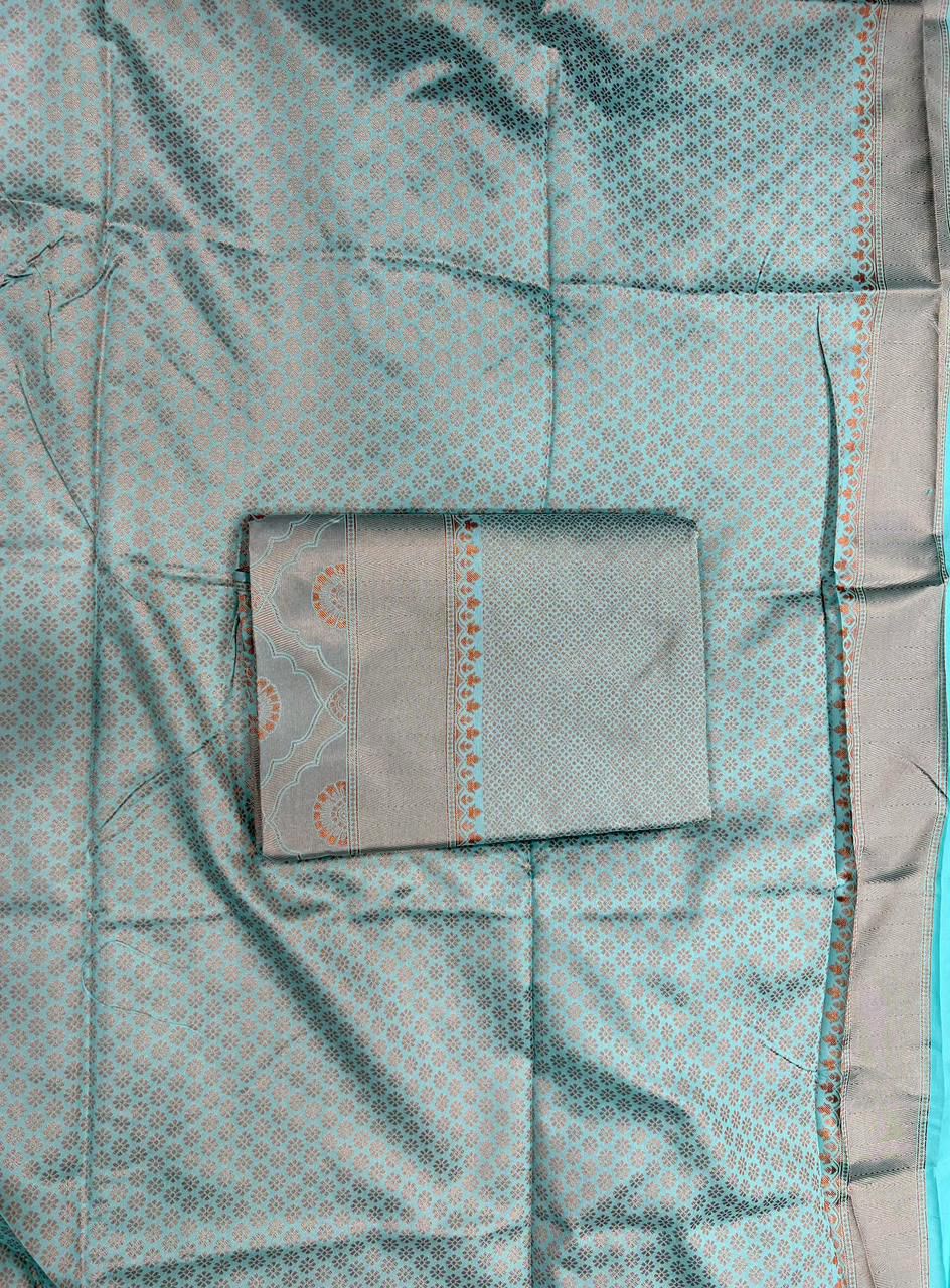 Lichi Silk Jacquard Saree with Brocade Blouse