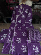 Heavy Cotton Khata Work Kurti Pant Dupatta Set