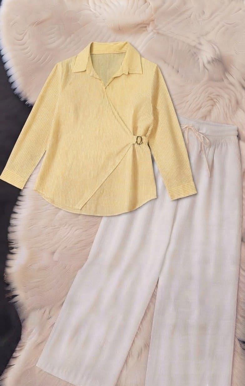 Striped Wrap Knot Top & Palazzo Co-Ord Set