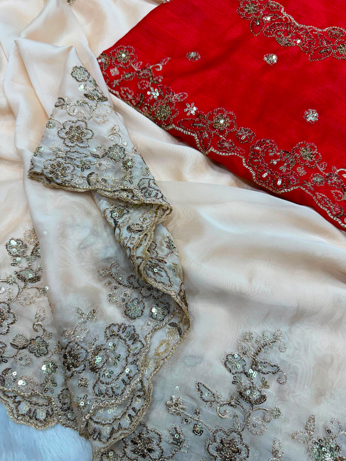 Sequins Embroidered Rangoli Silk Saree with Banglori Blouse