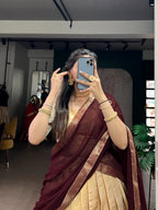 Kanchipuram Style Lehenga Set with Zari Border & Dupatta