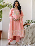 Embroidered Roman Silk Kurta Pant Set with Dupatta