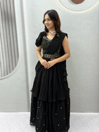 Embroidered Fox Georgette Lehenga Choli with Attached Dupatta