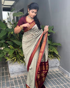 Lichi Silk Saree with Jacquard Weaving & Rich Pallu