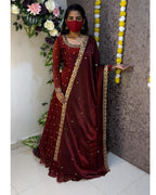 Designer Sequence Embroidered Fendi Silk Gown with Dupatta