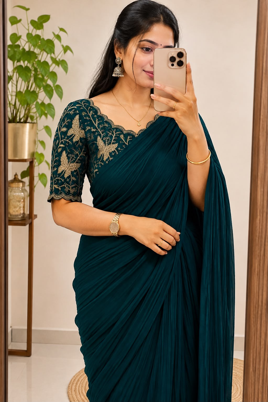 Rangoli Crush Silk Saree with Embroidered Blouse