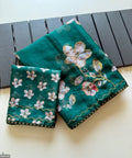 Designer Pure Tebby Silk Digital Floral Print Saree with Sequence Work