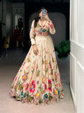 Floral Print Tasar Silk Lehenga Co-Ord Set