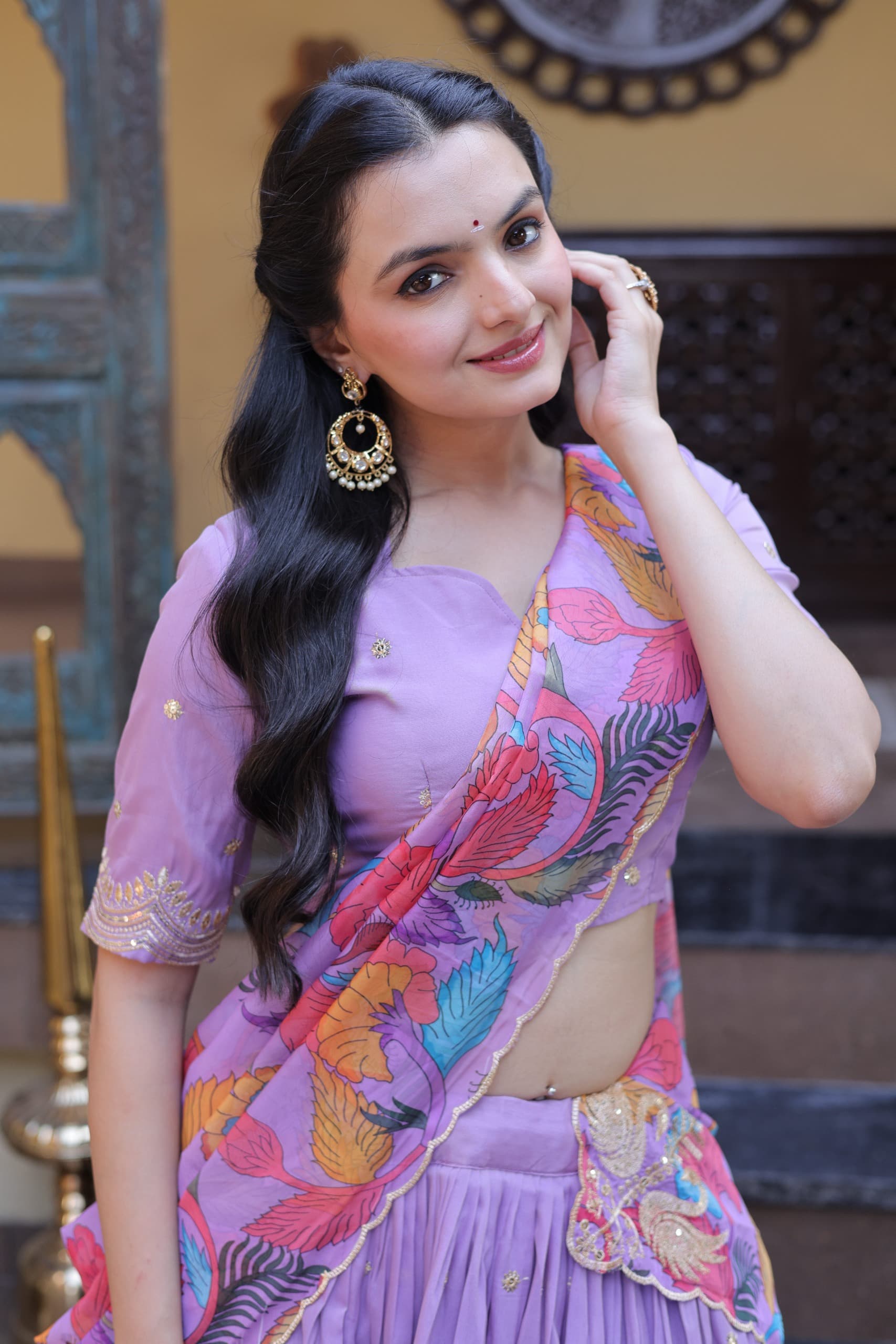 Zari Sequins Embroidered Cosmos Silk Lehenga Choli Set