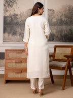 Embroidered Roman Silk Kurta Pant Set with Dupatta