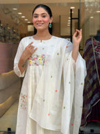 Cotton Embroidered Kurti Pant Dupatta Set