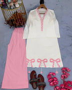 Pure Roman Silk Embroidered Top & Palazzo Set