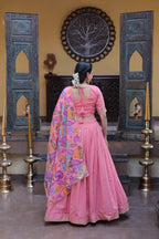 Zari Sequins Embroidered Cosmos Silk Lehenga Choli Set