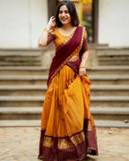 Traditional Jacquard Border Lehenga Set with Dupatta