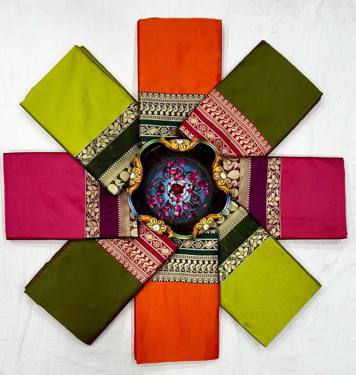 Lichi Silk Saree with Jacquard Weaving & Brocade Blouse
