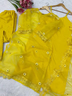Nylon Organza Shrug Kurta Pant Dupatta Set