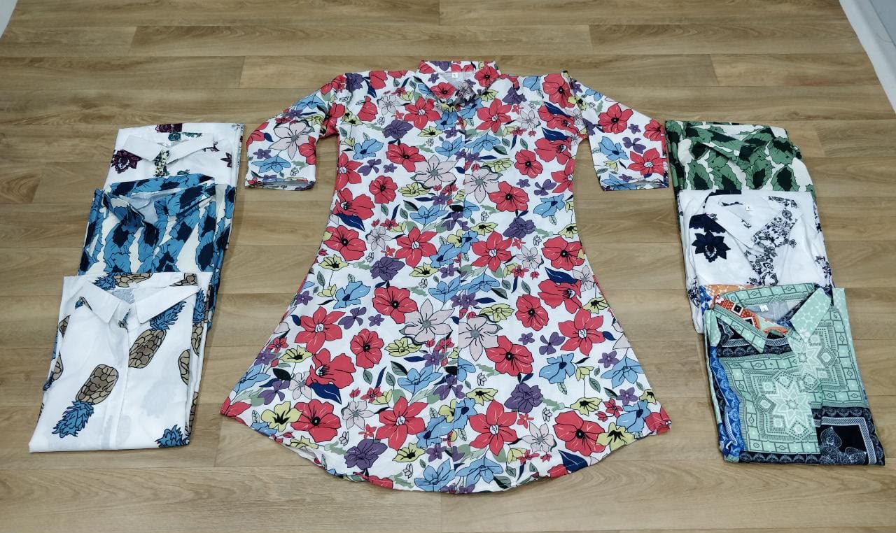 Digital Print Rayon Kurti with Lycra Palazzo Set