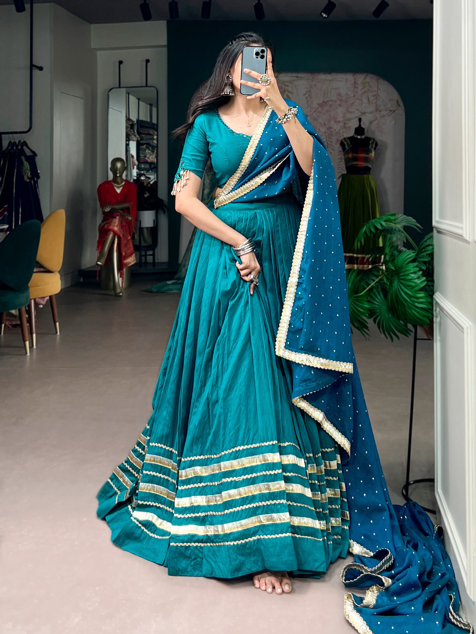 Chanderi Navratri Lehenga Set