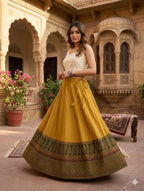 Plain Cotton Kali Skirt with Natural Border