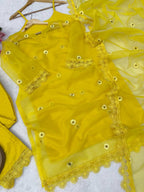 Nylon Organza Shrug Kurta Pant Dupatta Set