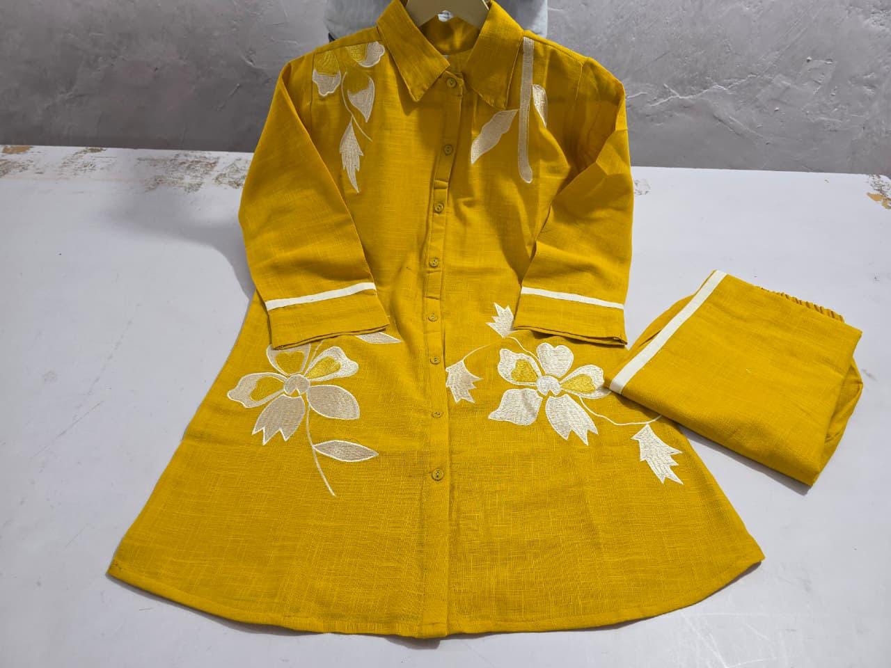 Cotton Slub Shirt & Pant Co-Ord Set for Women