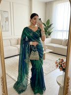 Sunflower Space Silk Satin Saree with Hand Khatli & Cutdana Work