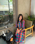 Madrasi Check A-Line Cotton Kurti Pant Set