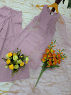Crunchy Silk Embroidered Kurti Palazzo Dupatta Set