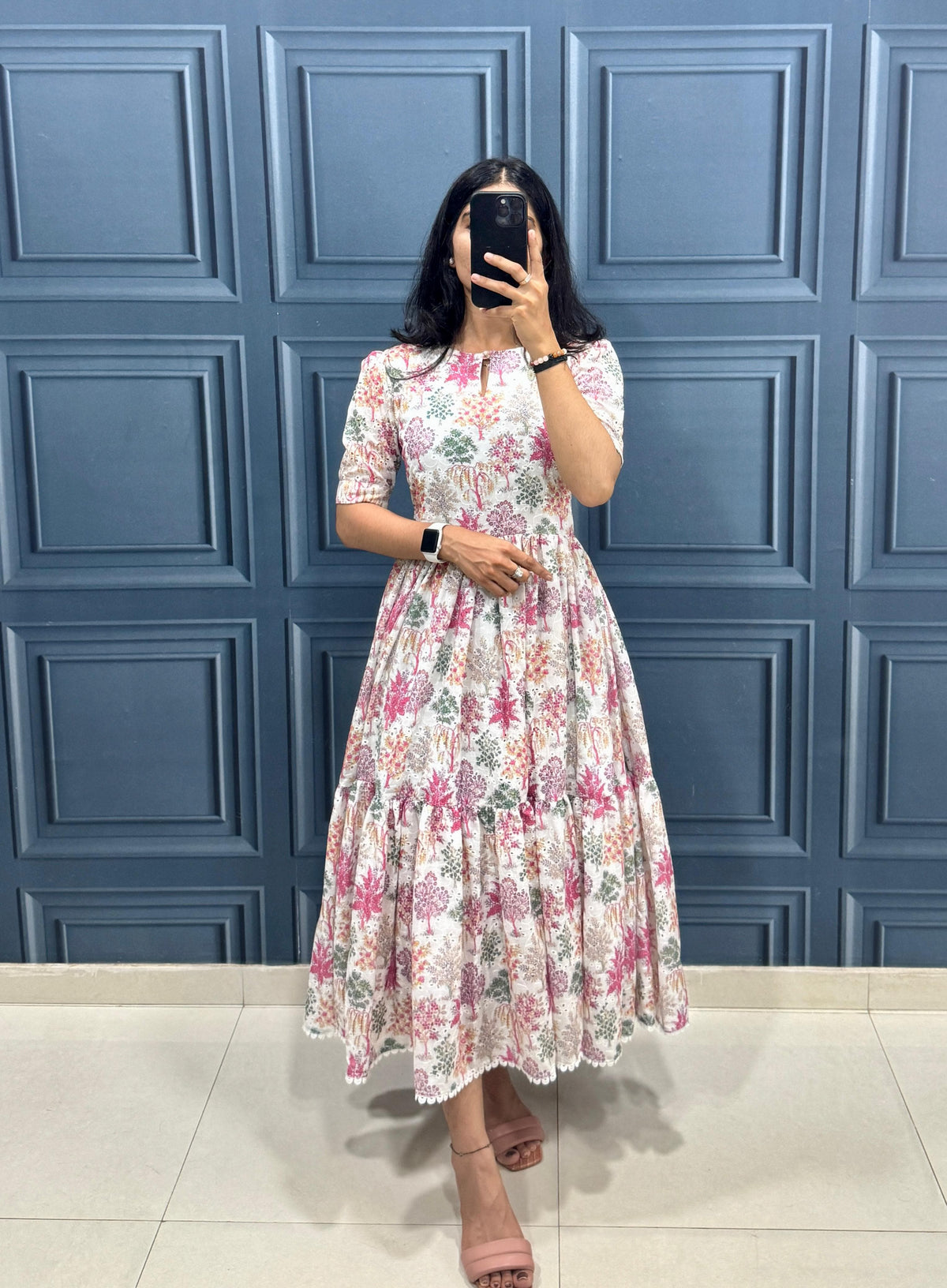 Printed Hakoba Cotton Maxi Dress